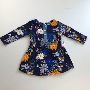 Navy blue floral 6-12 month dress NWT